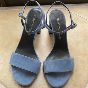 Stuart Weitzman Blue Suede Strappy Sandals
